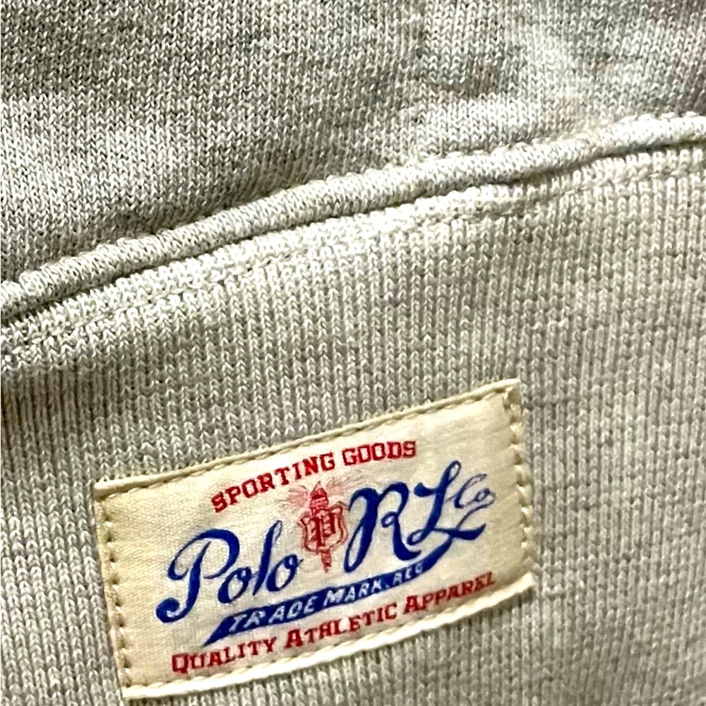 NEW USA Polo Ralph Lauren Rare short sleeve half zip Gray Varsity Sweat Top - Picture 2 of 7